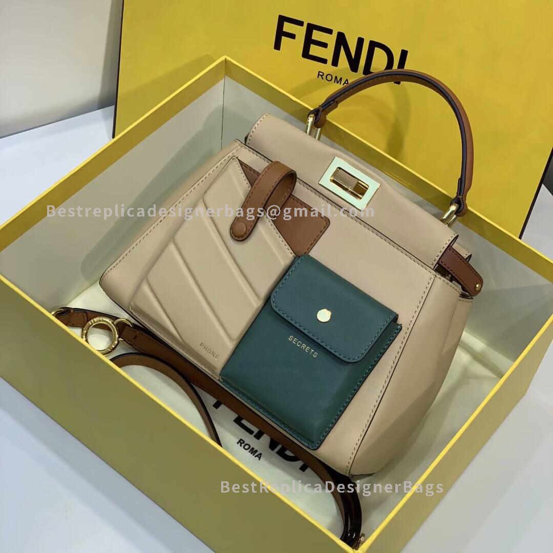 Fendi Peekaboo Iconic Mini Nude Leather Bag 2113CS